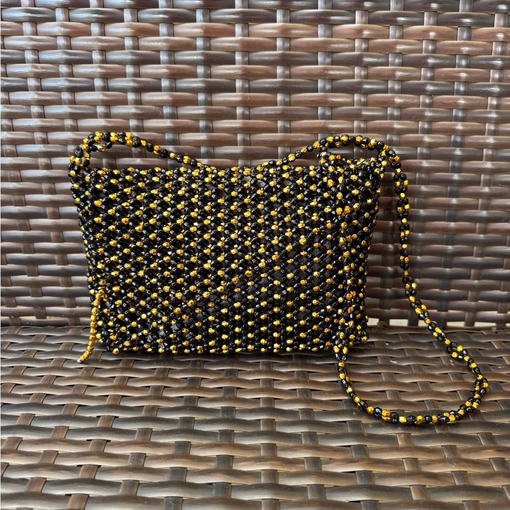New Black and Gold Beaded Women's Bag